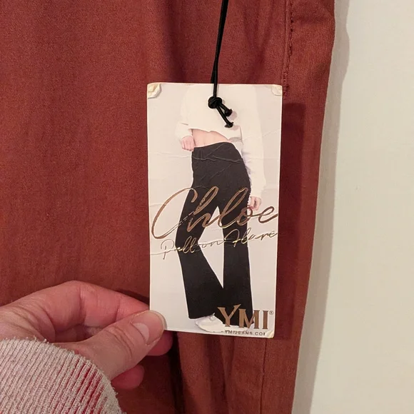 Rust Flared Drawstring Pants - Picture 2 of 6